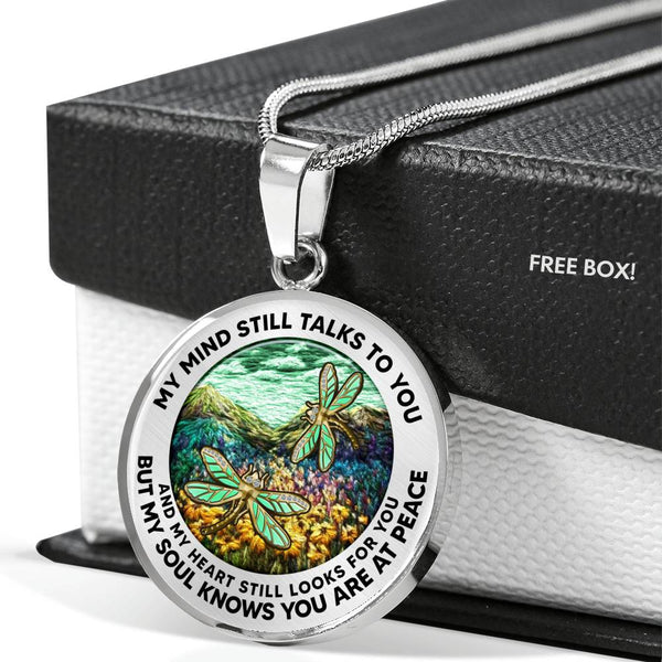 AG2508051 My Mind Still Talks To You Dragonflies Flower Luxury Necklace with Back Engraving