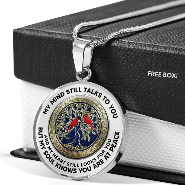 JL2407110 My Mind Still Talks To You Red Cardinals And Bronze Tree Of Life With Galaxy Luxury Necklace with Back Engraving