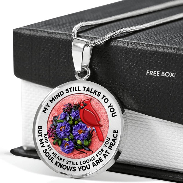 AG2908064 My Mind Still Talks To You Red Cardinals Flower Luxury Necklace with Back Engraving
