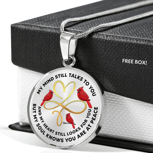 My Mind Still Talks To You Bird Infinite Love Heart PT0002 Luxury Necklace with Back Engraving