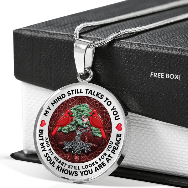 AG1308046 My Mind Still Talks To You Red Cardinal Tree Of Life  Luxury Necklace with Back Engraving
