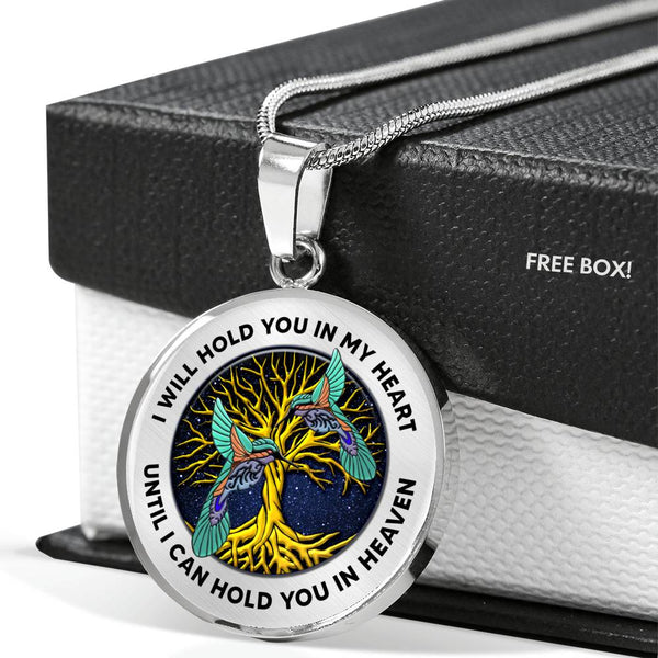 TQ0305 I Will Hold You In My Heart Hummingbird Tree Of Life Luxury Necklace with Back Engraving