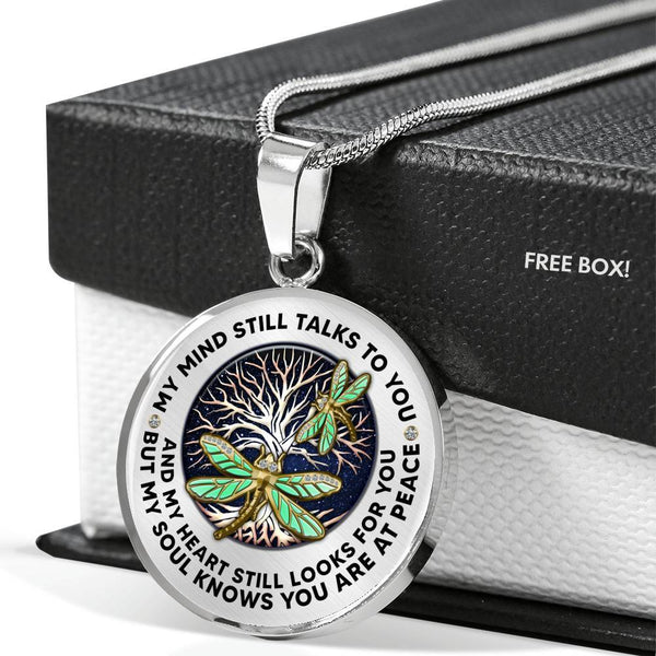 TM0071402 My Mind Still Talks To You Golden Dragonflies Tree Of Life Luxury Necklace with Back Engraving