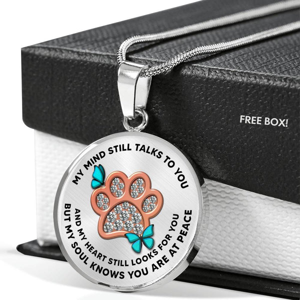 JL1507004 My Mind Turquoise Butterflies Rose Gold One Paw Luxury Necklace with Back Engraving