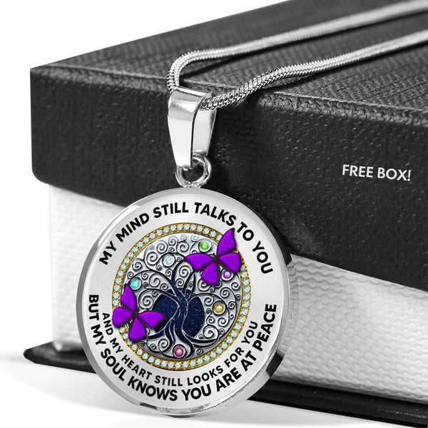 JL2207040 My Mind Purple Butterflies Silver Tree Of Life With Birthstone Luxury Necklace with Back Engraving