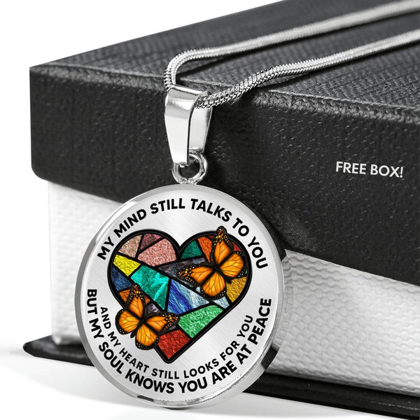 SP0109024 My Mind Still Talks To You Orange Monarch Butterflies Broken Heart Luxury Necklace with Back Engraving