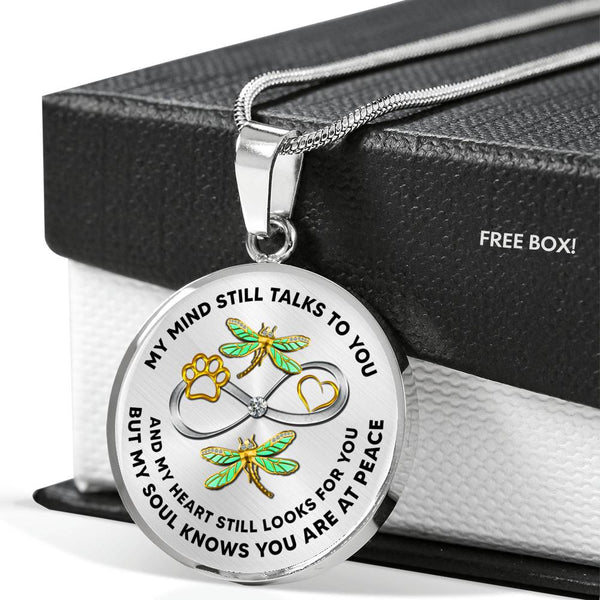 JL1507003 My Mind Still Talks To You Golden Dragonflies Gold One Paw Luxury Necklace with Back Engraving
