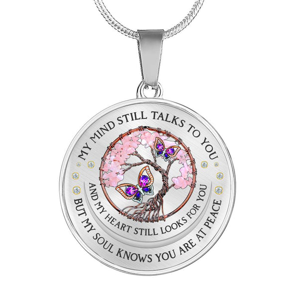 POLVSH0002 Purple Butterfly Pink Tree Of Life Chakra My Mind Talks To You Luxury Necklace with Back Engraving