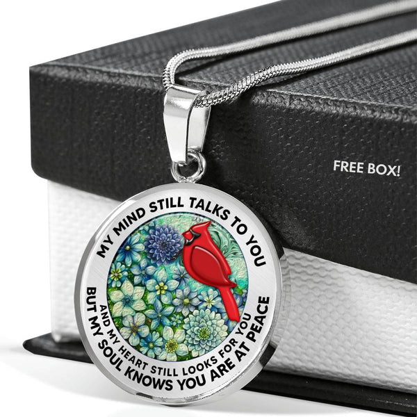 AG2208059 My Mind Still Talks To You Red Cardinals Flower  Luxury Necklace with Back Engraving