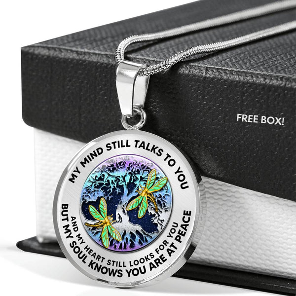 JL2207001 My Mind Golden Dragonflies And Metal Tree Of Life With Galaxy Luxury Necklace with Back Engraving