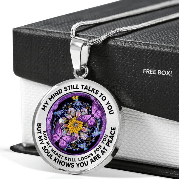 AG2808019 My Mind Still Talks To You Purple Butterflies Flower Luxury Necklace with Back Engraving