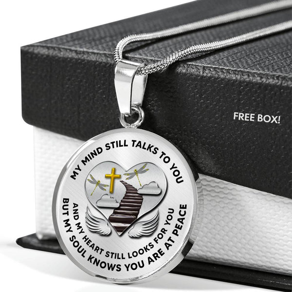 D0713008 My Mind Still Talks To You Yellow Dragonflies Stair Way To Heaven With Gold Cross Luxury Necklace with Back Engraving