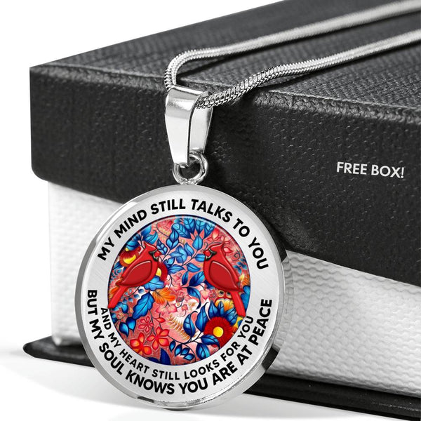 AG2408047 My Mind Still Talks To You Red Cardinals Flower Luxury Necklace with Back Engraving