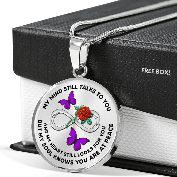 JL2107028 My Mind Still Talks To You  Purple Butterflies Rose Infinity Silver Luxury Necklace with Back Engraving
