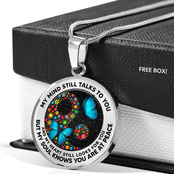 AG2408038 My Mind Still Talks To You Blue Butterflies Yin Yang Flower Luxury Necklace with Back Engraving