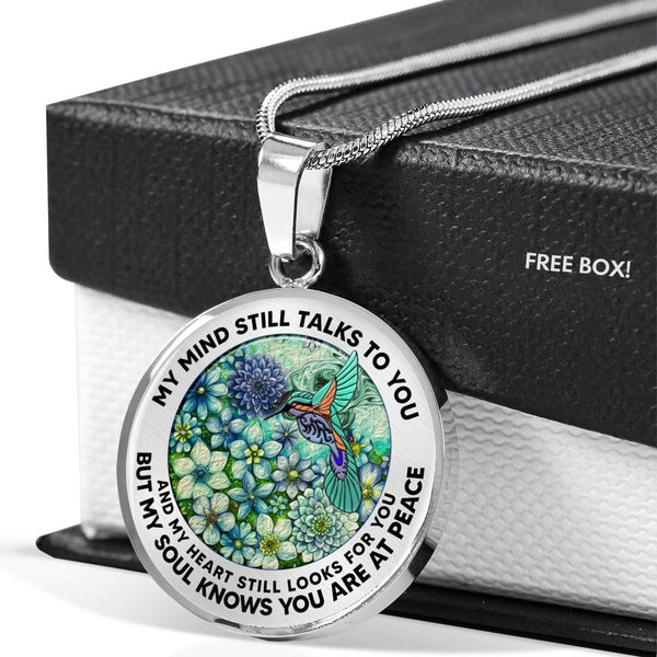AG2208080 My Mind Still Talks To You Hummingbirds Flower  Luxury Necklace with Back Engraving
