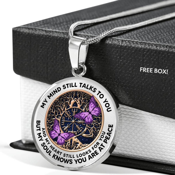 AG1208020 My Mind Still Talks To You Purple Butterflies Rose Gold Celtic Tree Of Life Luxury Necklace with Back Engraving