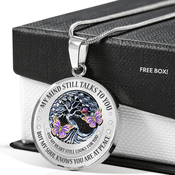 My Mind Still Talks To You Purple Butterflies Tree Of Life SP1909001 Luxury Necklace with Back Engraving