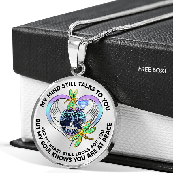JL2207003 My Mind Golden Dragonflies And Metal Heart Tree Of Life With Galaxy Luxury Necklace with Back Engraving