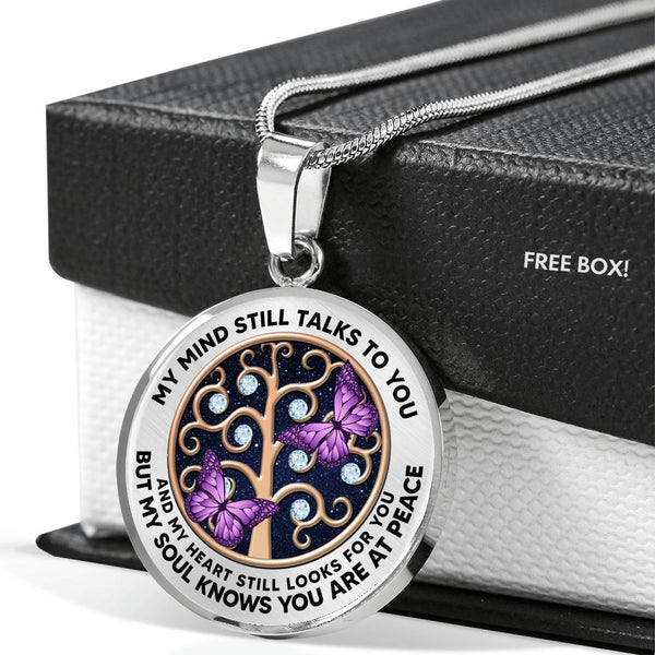 AG1208011 My Mind Still Talks To You Purple Butterflies Rose Gold Tree Of Life Luxury Necklace with Back Engraving