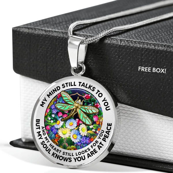 AG2808026 My Mind Still Talks To You Dragonflies Flower Luxury Necklace with Back Engraving