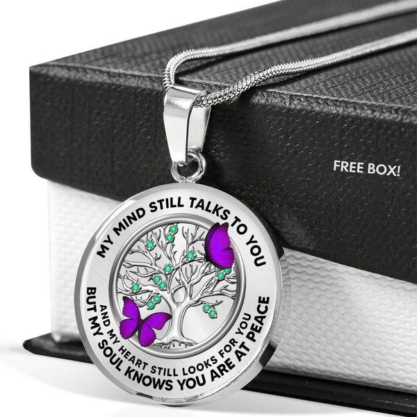 JL2307027 My Mind Purple Butterflies New Family Tree Of Life Luxury Necklace with Back Engraving