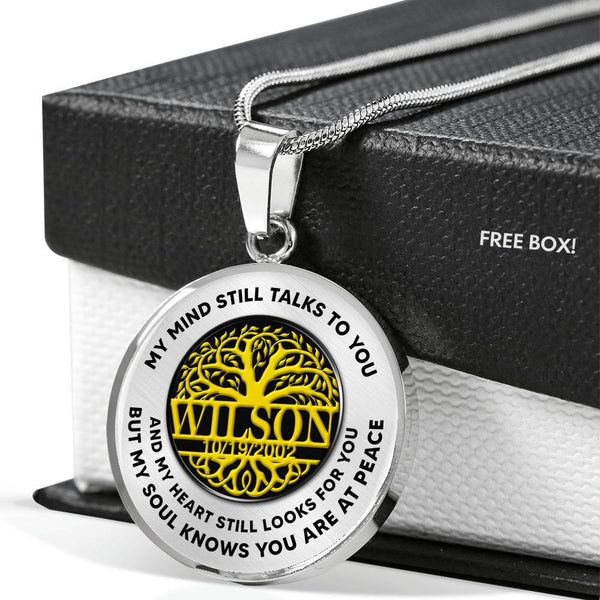 My Mind Still Talks To You Tree Of Life Sign Personalized Name and Date Luxury Necklace