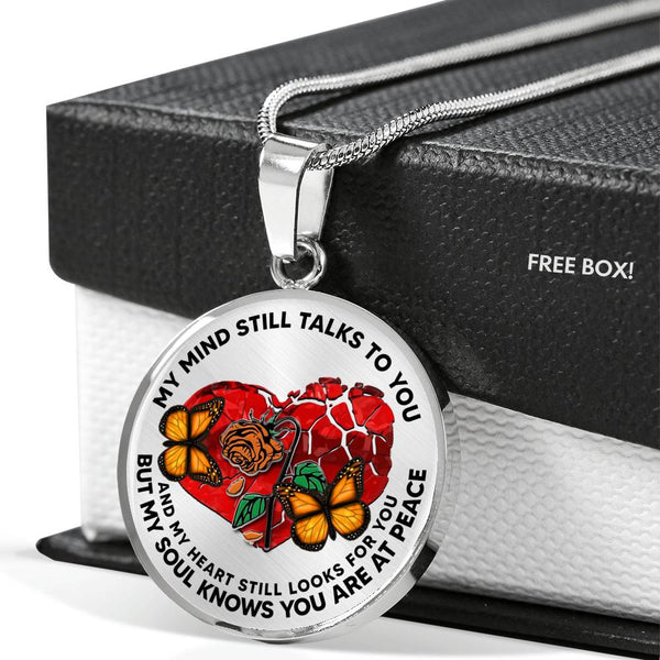 SP0109021 My Mind Still Talks To You Orange Monarch Butterflies Broken Heart And Rose Luxury Necklace with Back Engraving