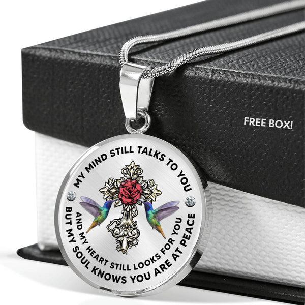 JL2107001 My Mind Hummingbird Rose Cross Luxury Necklace with Back Engraving