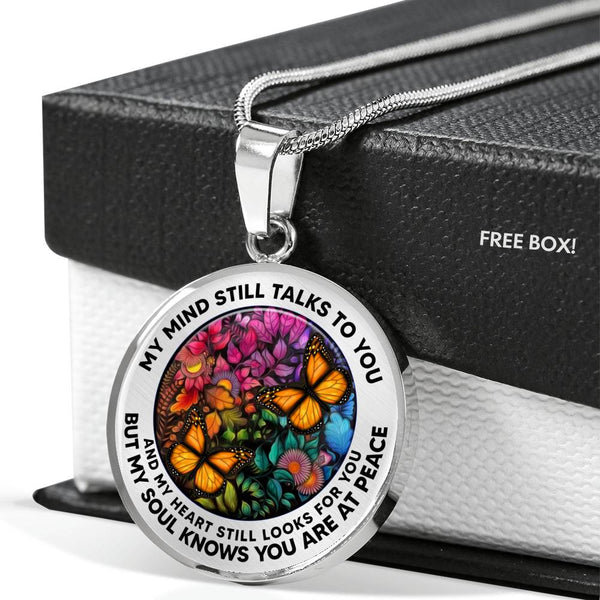 AG2408021 My Mind Still Talks To You Orange Monarch Butterflies Flower Luxury Necklace with Back Engraving