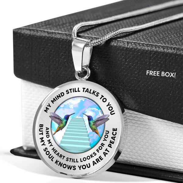 JL1407009 My Mind Still Talks To You Hummingbirds Stairway To Heaven Luxury Necklace with Back Engraving