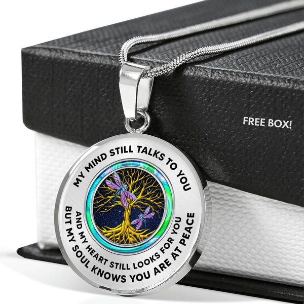 JL1407029 My Mind Still Talks To You Blue Dragonflies Opal Gold Tree Of Life And Dark Luxury Necklace with Back Engraving