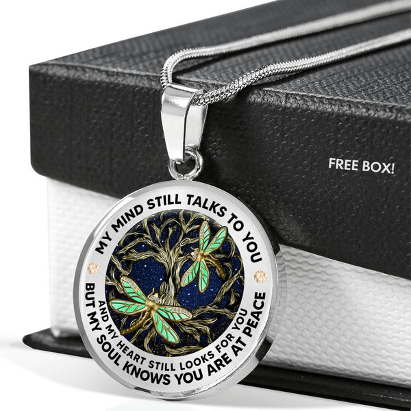 AG2008050 My Mind Still Talks To You Dragonflies Tree Of Life  Luxury Necklace with Back Engraving