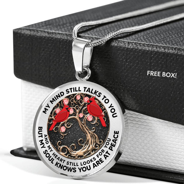 AG0408064 My Mind Still Talks To You Red Cardinals Tree Of Life Diamond Luxury Necklace with Back Engraving