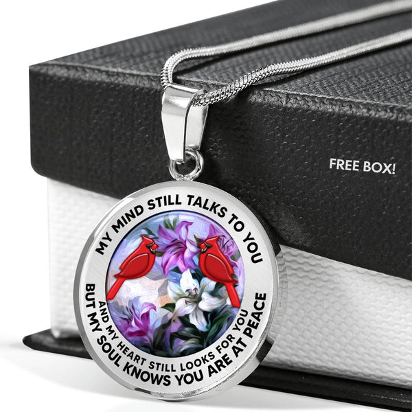 AG2908066 My Mind Still Talks To You Red Cardinals Flower Luxury Necklace with Back Engraving