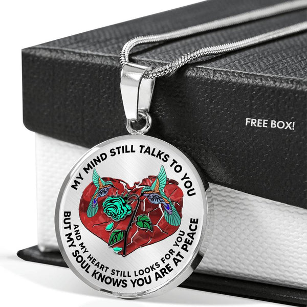 SP0109054 My Mind Still Talks To You Hummingbirds Broken Heart And Rose Luxury Necklace with Back Engraving