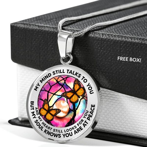 AG2108015 My Mind Still Talks To You Orange Monarch Butterflies Tie Dye Tree Of Life  Luxury Necklace with Back Engraving