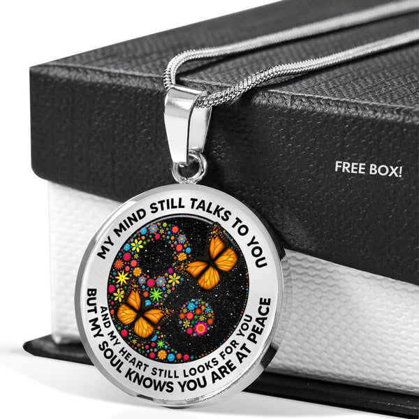 AG2408036 My Mind Still Talks To You Orange Monarch Butterflies Yin Yang Flower Luxury Necklace with Back Engraving