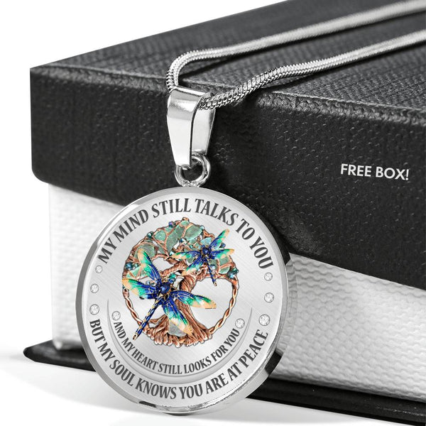 My Mind Still Talks To You Blue Dragonflies Tree Of Life Craft SP1909053 Luxury Necklace with Back Engraving
