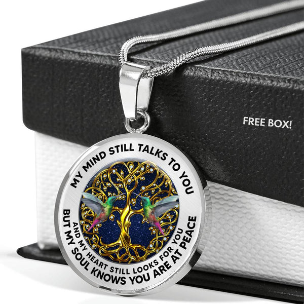 JL2407123 My Mind Still Talks To You Green Hummingbirds Gold Celtic Tree Of Life And Galaxy Luxury Necklace with Back Engraving