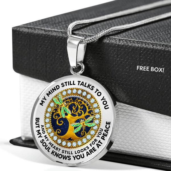 JL2407092 My Mind Still Talks To You Gold Dragonflies And Golden Tree Of Life With Galaxy Luxury Necklace with Back Engraving