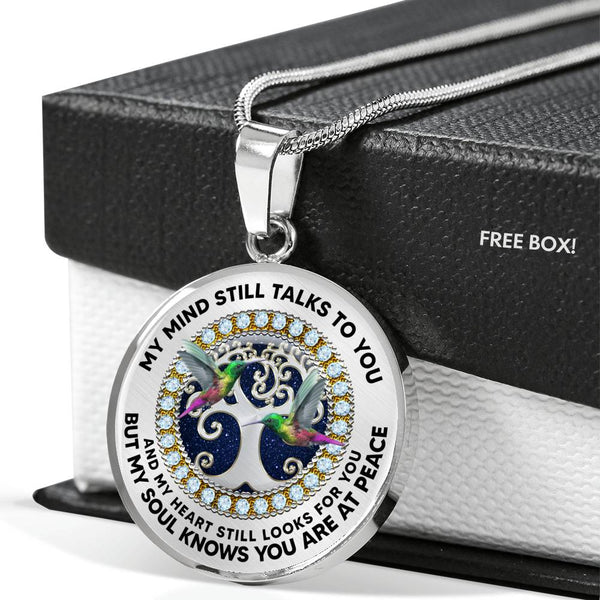 JL24070143 My Mind Still Talks To You Green Hummingbirds And Silver Tree Of Life Wuth Galaxy Luxury Necklace with Back Engraving