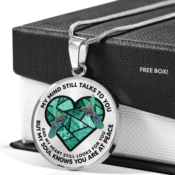 SP0109053 My Mind Still Talks To You Hummingbirds Broken Heart Luxury Necklace with Back Engraving