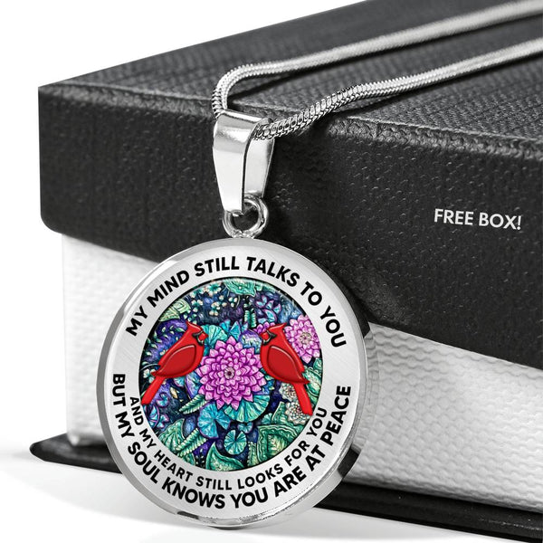 AG2608045 My Mind Still Talks To You Red Cardinals Flower Luxury Necklace with Back Engraving