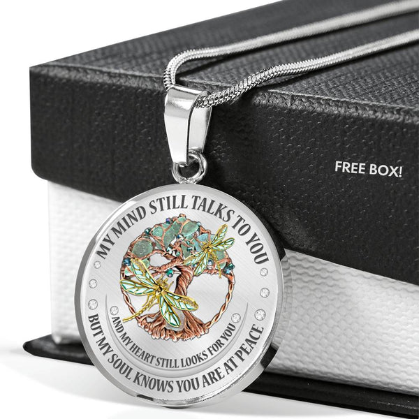 My Mind Still Talks To You Dragonflies Tree Of Life Craft SP1909060 Luxury Necklace with Back Engraving