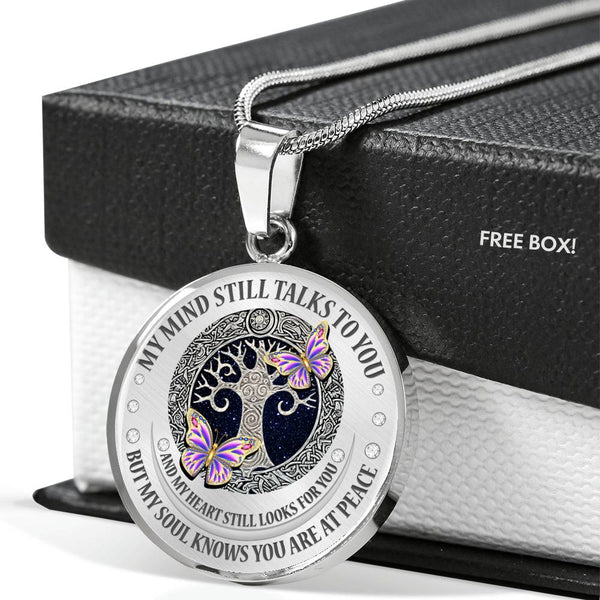 My Mind Still Talks To You Purple Butterflies Celtic Tree Of Life SP1909028 Luxury Necklace with Back Engraving