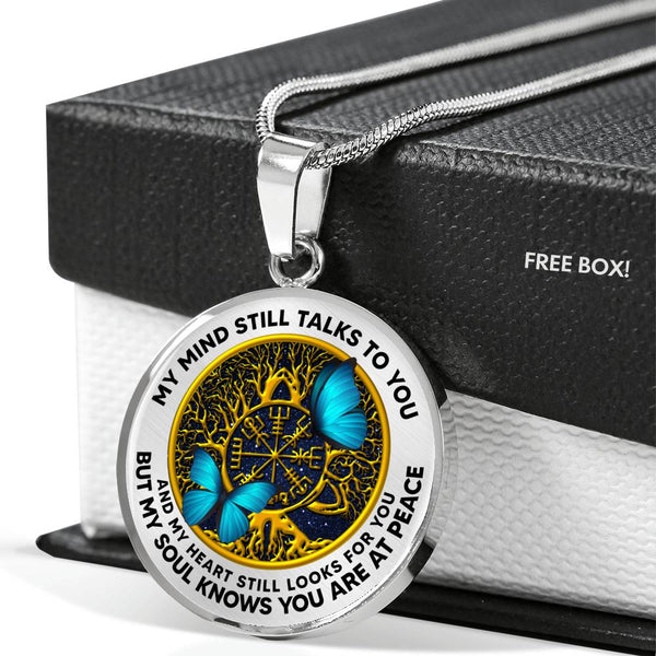 AG1208024 My Mind Still Talks To You Blue Butterflies Gold Celtic Tree Of Life Luxury Necklace with Back Engraving