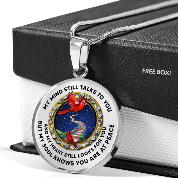 JL1407005 My Mind Still Talks To You Red Cardinal Stairway To Heaven Luxury Necklace with Back Engraving