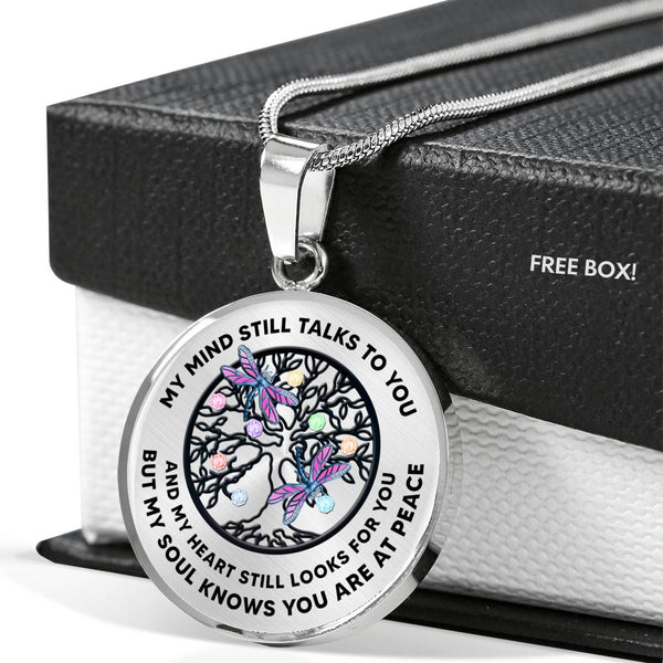 JL1407033 My Mind Still Talks To You Blue Dragonflies Tree Of Life And Birth Stones  Luxury Necklace with Back Engraving