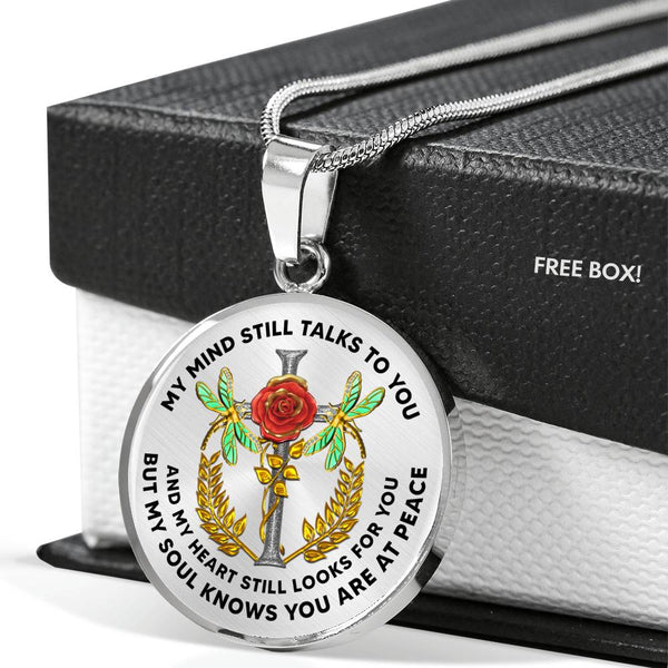 JL2107003 My Mind Still Talks To You Golden Dragonflies Red Rose Cross Luxury Necklace with Back Engraving